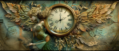 Goddess with Huge Wings Clock Mythical Mysterious