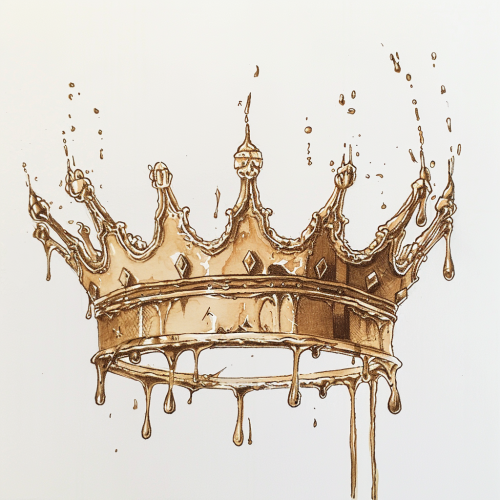Elegant gold crown with oil drip sketch