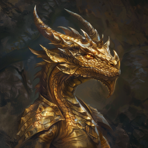 Gold pseudodragon with one horn