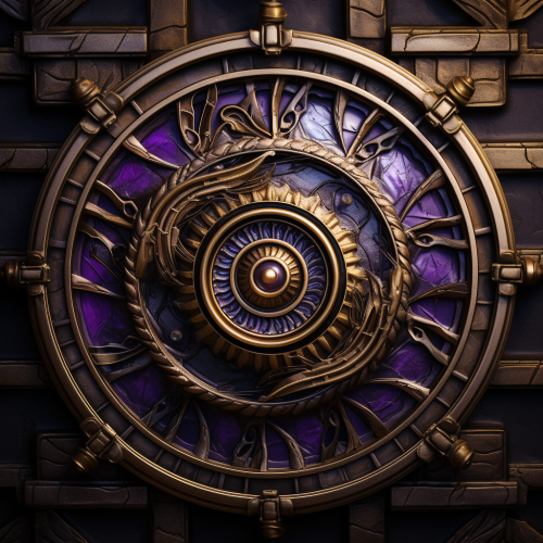 Emblem of Gold and Purple Spiral Staircase