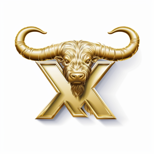 Cartoon-style gold XO bull logo