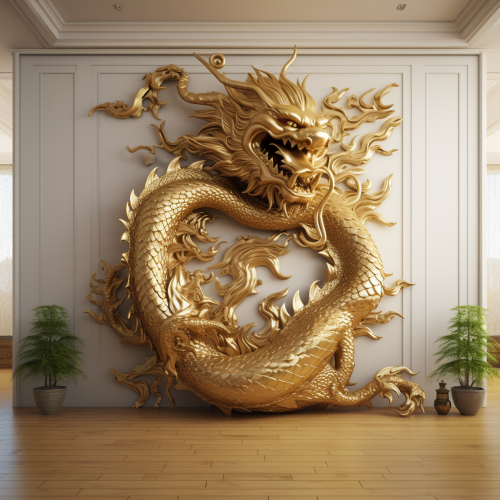 Golden Chinese Dragon Wall Decor