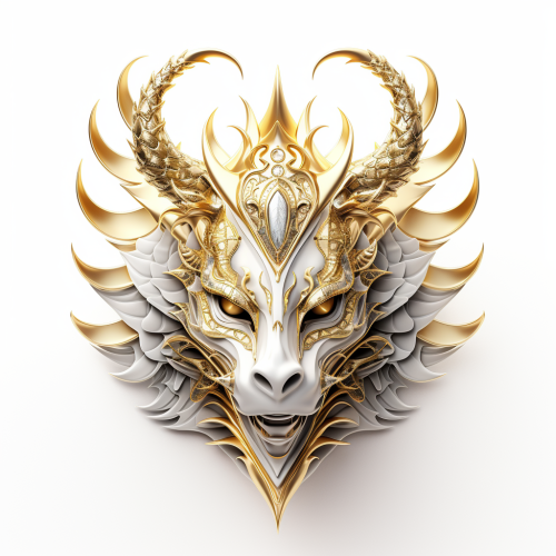 Golden dragon head with crown