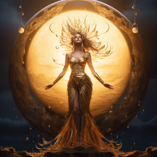 Golden Goddess Under Full Moon