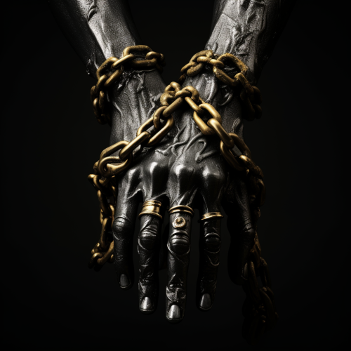 Beautiful golden hand sculpture with chain