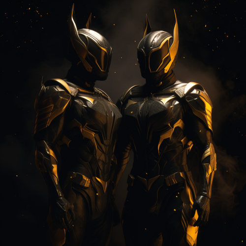 Two Golden Knights on Dark Background