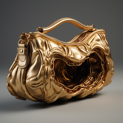 Stylish gold metal basket V-shaped bag