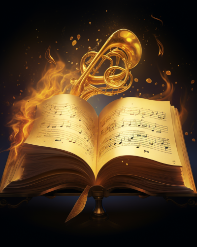 Illustration of a golden note inside a book