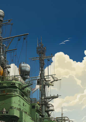 Beautiful golden ship on green background