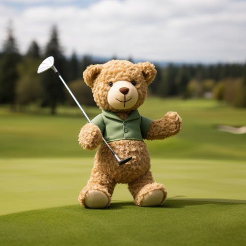 Adorable golf swing teddy bear