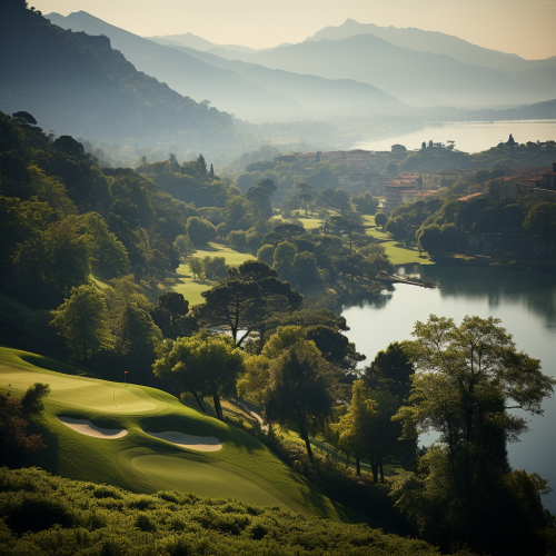 Golf Course Overlooking Lake Como in Shinnecock Hills Style