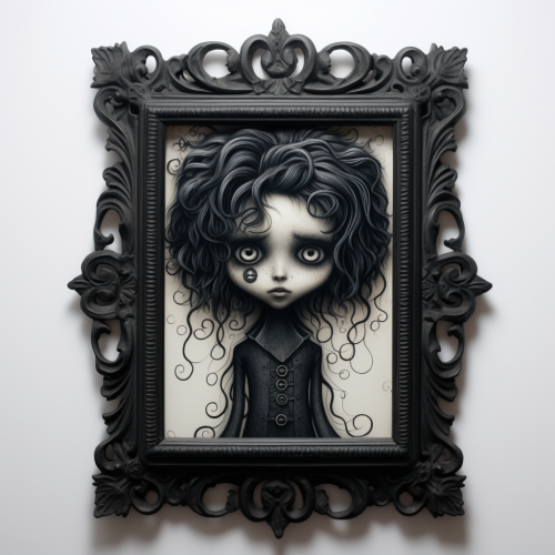 Goth Tim Burton-inspired character frame