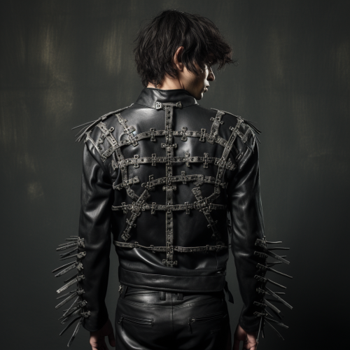 Stylish men's gothic cross leather jacket