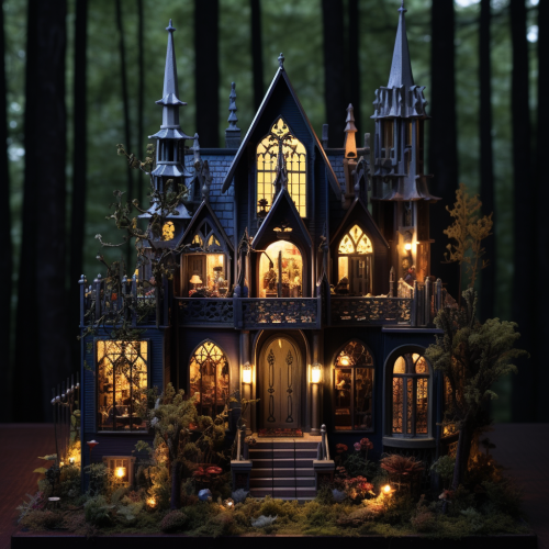 Gothic dollhouse in forest