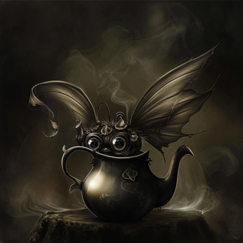 A mesmerizing gothic fairy in a teapot A mesmerizing gothic fairy in a teapot