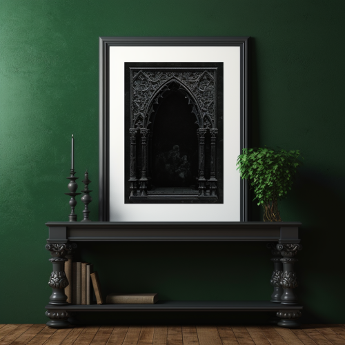 A1 Black Gothic Frame on Shelf