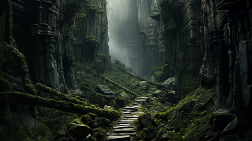 Mysterious Gothic forest path