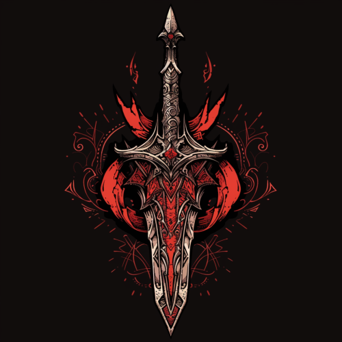 Gothic medieval spear in woodcut art