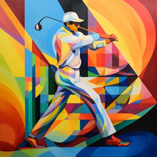 Graceful colorful golfer in action