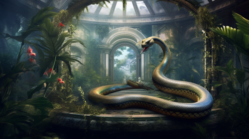 Enchanting serpent residing in Eden's garden