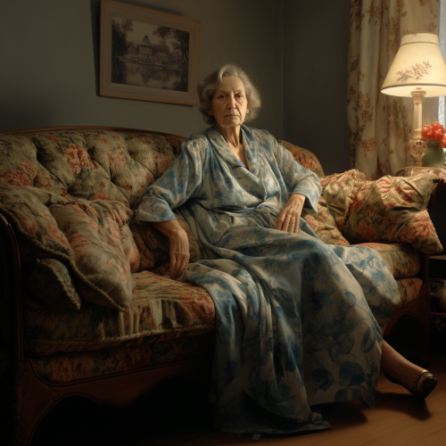 Cozy patterned sofa loved by grandmas