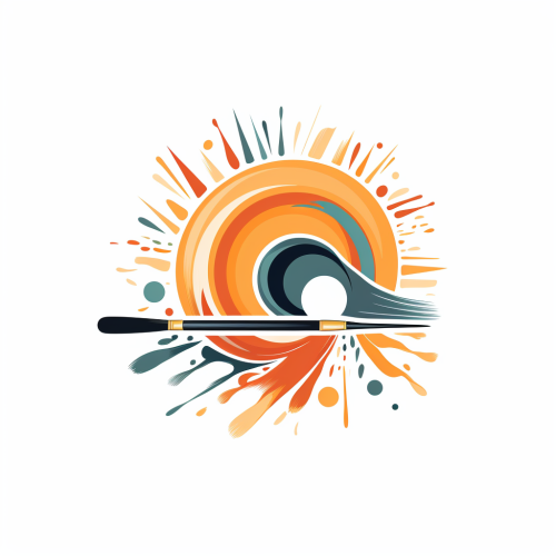 Sun, Brush, and Graphic Design Elements