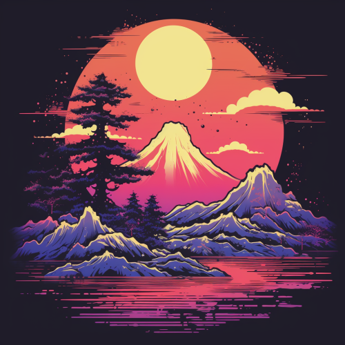 Stylish graphic tshirt design with Japanese retrowave theme Stylish graphic tshirt design with Japanese retrowave theme