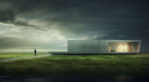 Serene house by grass field