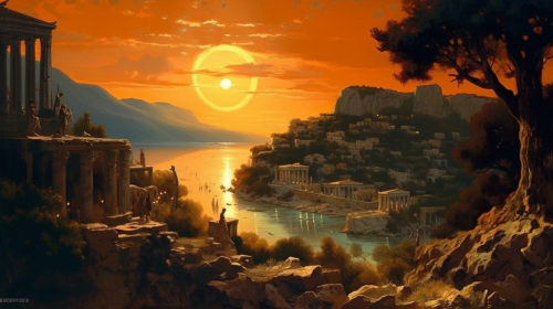 People in ancient Greece living by moonlight