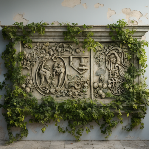 Beautiful Greek Sculpted Symbols with Plants Beautiful Greek Sculpted Symbols with Plants