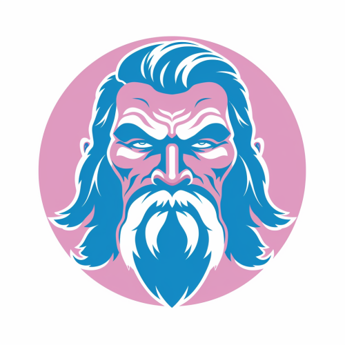 Greek wrestler logo in pink and powder blue
