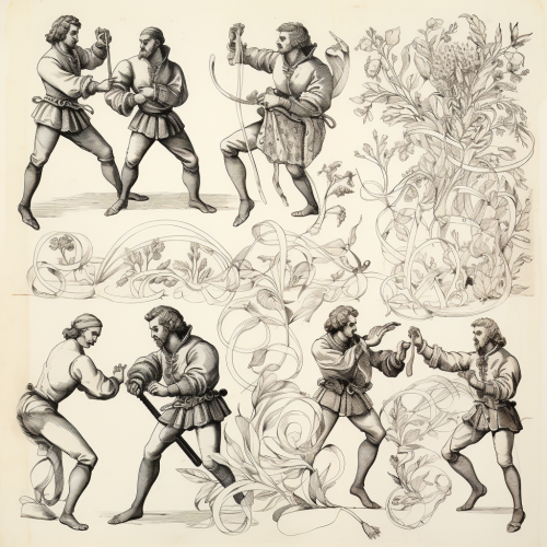 Greek statuary fighting in fine linen artwork