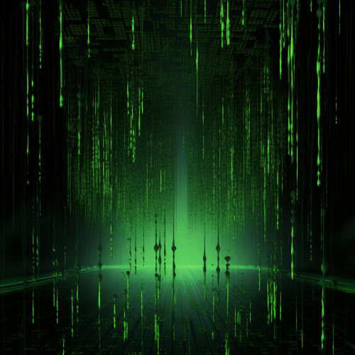 Digital code dripping in green