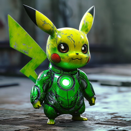Hyperrealistic Green Lantern Pikachu artwork