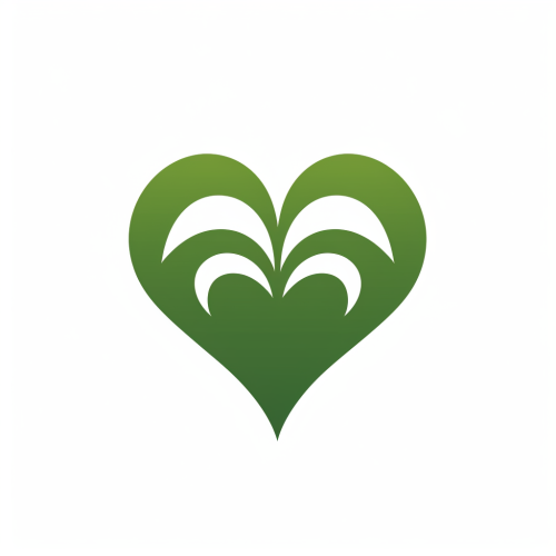 Logo icon with green leaf, heart, and dog paw print