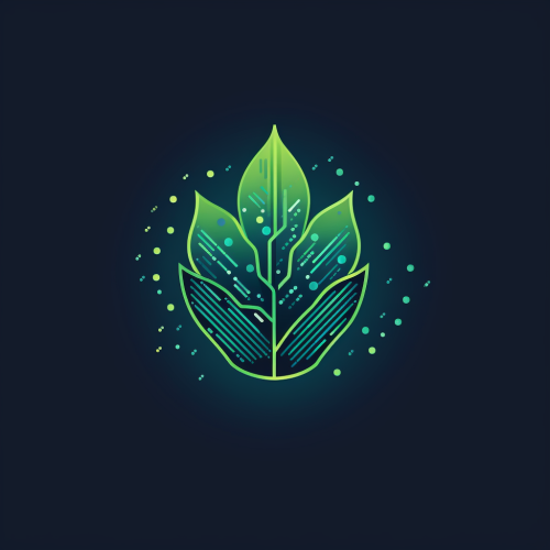 Green leaf microchip logo design