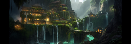 Beautiful Exotic Mountain Village with Waterfalls ?
