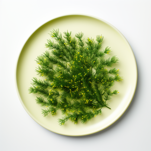 Fresh green pine pollen on plate