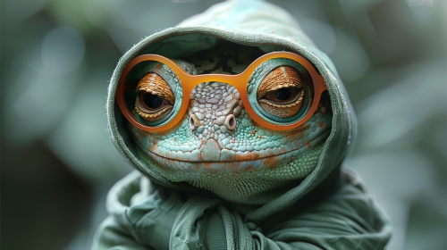 Green dragon in green hoodie