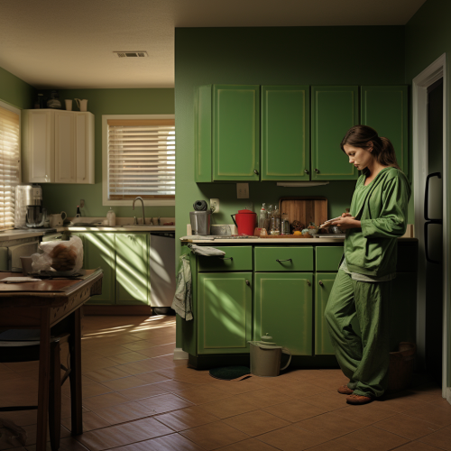 Individual saving the environment in home kitchen