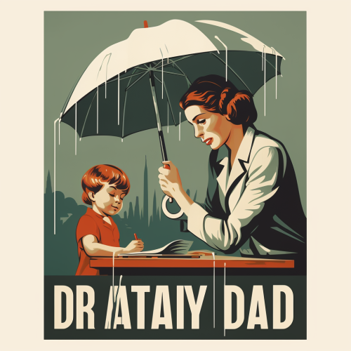 Hardworking adults and children in a grey, rainy setting