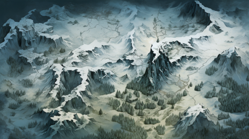 Grid battle map with snow-covered mountain peak
