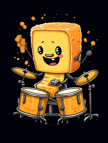 Grilled cheese sandwich playing drums