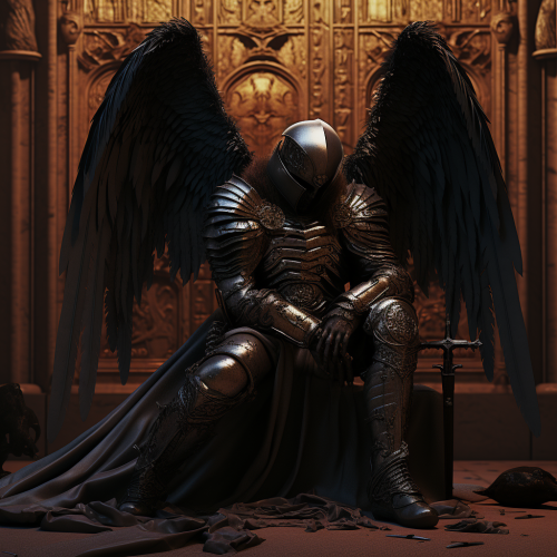 Grim Angel Knight Guard resting with sword