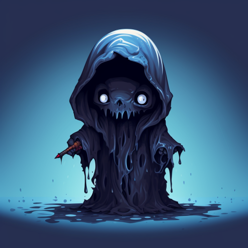 Melting grim reaper cartoon