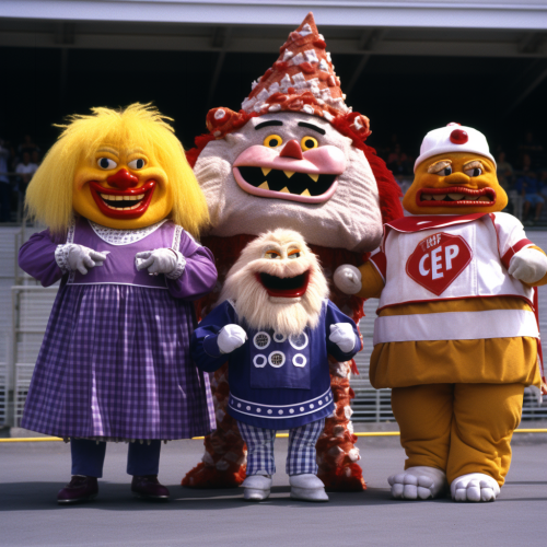 Grimace competing in fast food mascot beauty contest