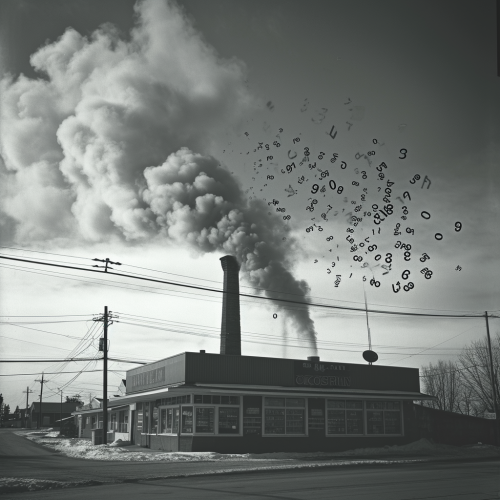 Grocery store rooftop with smoke numbers