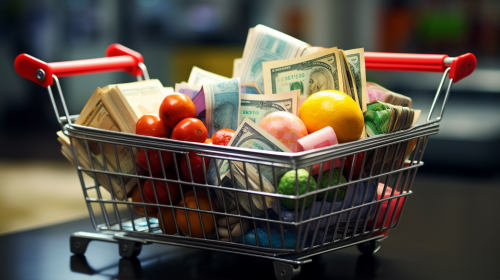 Grocery Basket with Fresh Groceries