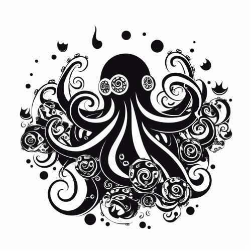 Black and white octopus jazz illustration Black and white octopus jazz illustration