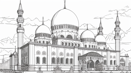 Coloring book art of Grozny Mosque